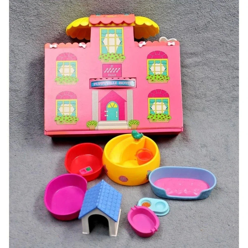 Vintage 1994 Hasbro Littlest Pet Shop Puppyville Hotel Pink‎ Playset House Case